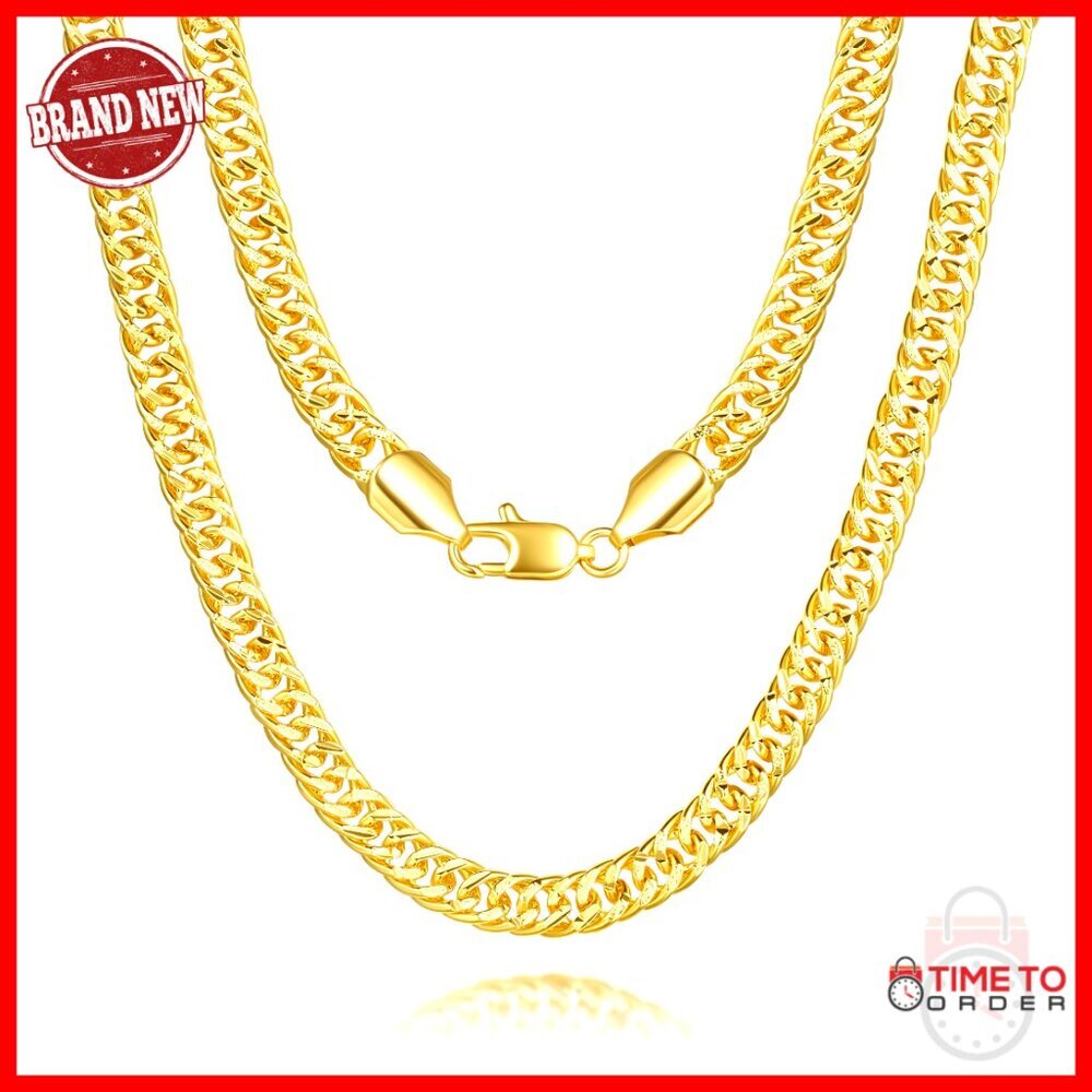 14K Gold Cuban Link Chain Necklace 6mm Chunky 16-24 Inches Lobster Clasp